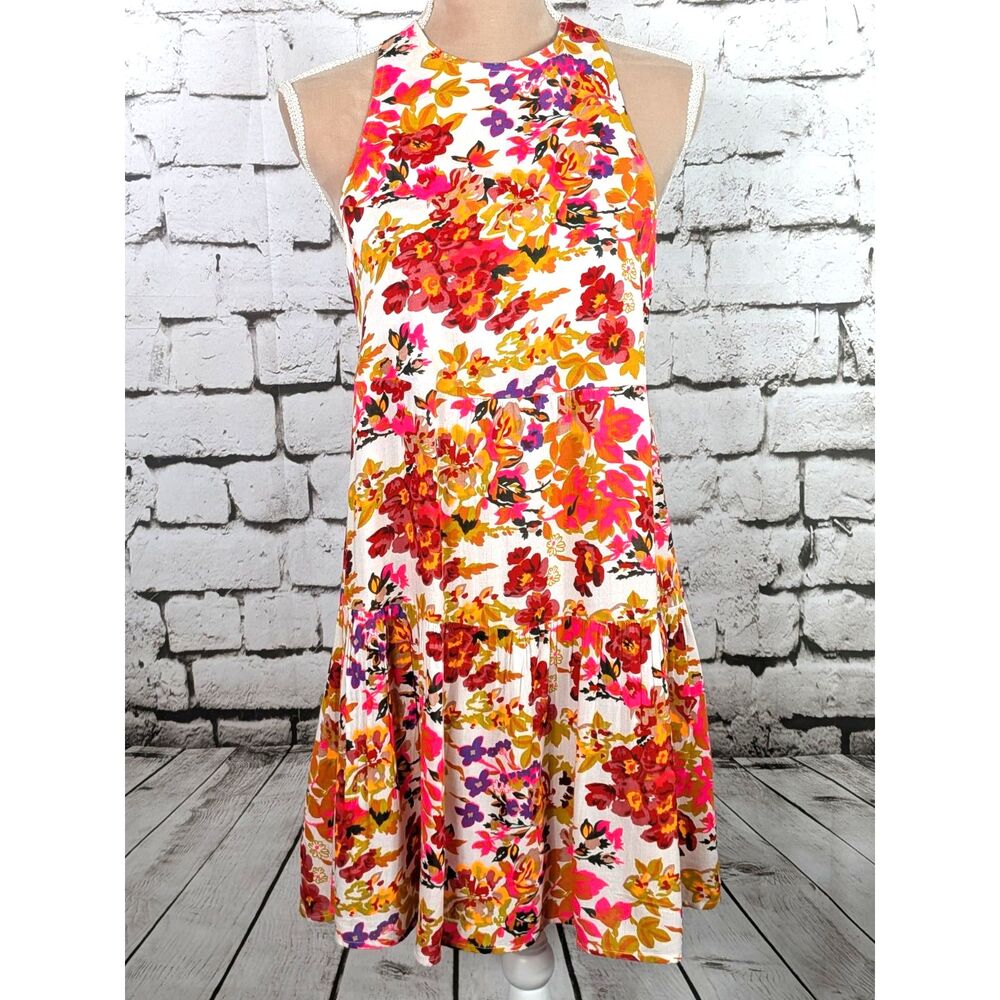NATURAL LIFE Halle Printed Halter Dress Vibrant Colorful Summer Medium
